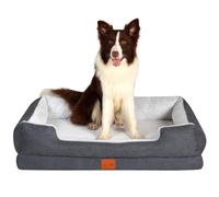 KYG Cama Perro Grande con Forro Impermeable y Espuma de Soporte ortopédico,Forrada con Piel de Imitación Ultra Lujosa Sofá Perro Ortopédica Desenfundable y Lavable,Gris, 90 * 70 * 20cm