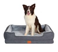 KYG Cama Perro Grande con Forro Impermeable y Espuma de Soporte ortopédico,Forrada con Piel de Imitación Ultra Lujosa Sofá Perro Ortopédica Desenfundable y Lavable,Gris Azulado, 90 * 70 * 20cm