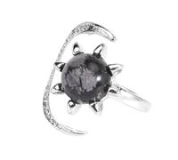 KYINYUECH 1 anillo de sol y luna para hombre, piedra natural, ojo de tigre, redondo, cabujón abierto, anillo de dedo para mujer, Piedra