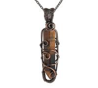 KYINYUECH 1 collar con colgante hexagonal de piedra natural, hecho a mano, con diseño de ojo de tigre y cadena de acero inoxidable, Piedra