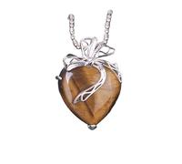 KYINYUECH 1 collar de piedra natural con colgante de ojo de tigre morado, corazón multicolor, bohemio, nudo de mariposa, Piedra
