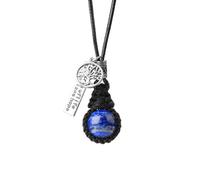 KYINYUECH 1 collar de piedra natural para hombre, diseño redondo de cuarzo rosa, morado, árbol de la vida, ojo de tigre, Piedra