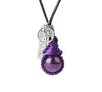 KYINYUECH 1 collar de piedra natural para hombre, diseño redondo de cuarzo rosa, morado, árbol de la vida, ojo de tigre, Piedra