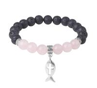 KYINYUECH 1 pulsera de cuentas de ojo de tigre natural con piedra volcánica azul turquesa elefante de 8 mm para mujer, Piedra