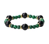 KYINYUECH 1 pulsera de malaquita natural de ojo de tigre de 6 mm y 10 mm con cuentas de piedra elástica para hombres y mujeres, regalos para parejas, Piedra