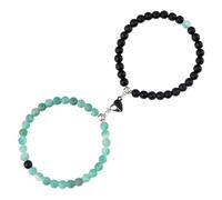 KYINYUECH Juego de 2 pulseras con colgante en forma de corazón de malaquita de 6 mm, diseño de ojo de tigre, Piedra