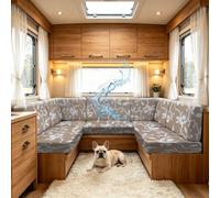 KYJSW Funda De Cojín De Sofá para Caravana 100% Impermeable con 2 Correas, Fundas para Asientos De Autocaravana Lavable Elástica Impresa (Printed 11,12 Pieces)