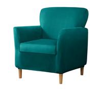 KYJSW Funda de Sillón Individual Elástica, Antideslizante Funda Sofá/Asiento/Otomana con Correas, Fundas para Sofa 1 Plaza Terciopelo (Turquoise,Chair+Seat)