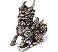 Kylin Brass Guardian Ornaments Feng Shui Car Decoración PREVENTO ENVÍA ENERGÍA Descripción de la Riqueza Decoración Unicornio Enviar a un Hijo Decoración Interior al Aire Libre Artesanías exquisitas