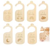 KYLOS 7 Separadores De Tamaño Para Bebés Con Impresión En Ambos Lados, Separadores De Ropa De Bebé, Perchas Para Ropa De Bebé, Perchas Para Ropa De Bebé, Perchas De Madera, Adecuado Para Ropa Desde