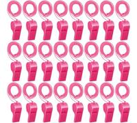 kymqlyw 24 silbatos de plástico con cordón, silbato deportivo, silbato deportivo fuerte y nítido, silbato de emergencia a granel para árbitros, entrenamiento, salvavidas, emergencia escolar (rosa)