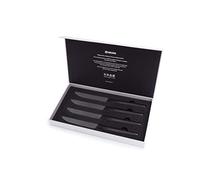 Kyocera SK-4PC BK-BK EU, Juego de cuchillos para carne, 11.5 cm, cuchilla de cerámica de zirconia afilada con micro sierra, afilada a mano, liviana, no corrosiva, sin transferencia de sabor