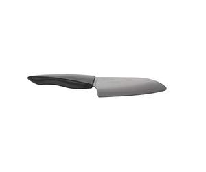 Kyocera ZK-140 BK-BK EU, Cuchillo Santoku, 14 cm, negro, cuchilla de cerámica de zirconia afilada, afilada a mano, ligera, no corrosiva, sin transferencia de sabor, apta para lavavajillas, mango suave al tacto