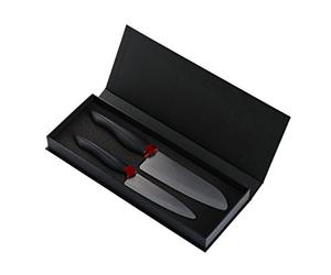 Kyocera ZK de 110 de BK de BK Shin Cuchillo para frutas y verduras, cerámica, Negro, 22,4 x 2,7 x 1,7 cm Cuchillo Santoku + cuchillo de fruta 23,9 x 2 x 2,8 cm Negro