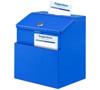 Kyodoled Buzón de sugerencias de metal con cerradura para montar en la pared, caja de donación con 50 tarjetas de sugerencias gratuitas de 8.5 pulgadas de alto x 5.9 pulgadas de ancho x 7.3 pulgadas