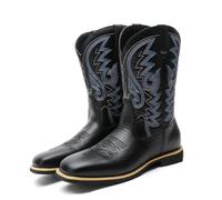 KYOESCAI Botas De Vaquero Occidentales para Hombres Botas De Vaquero Clásicas con Punta Cuadrada y Tacón Bajo para Mediados De Pantorrillas