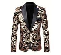 KYOESCAI Chaqueta De Traje De Graduación con Lentejuelas Brillantes para Hombre, con Un Botón Y Blazers, Esmoquin para Banquete De Boda,Oro,2XL