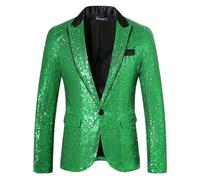 KYOESCAI Chaqueta De Traje De Graduación con Lentejuelas Brillantes para Hombre, con Un Botón Y Blazers, Esmoquin para Banquete De Boda,Verde,M