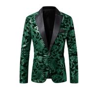 KYOESCAI Chaqueta De Traje De Graduación con Lentejuelas Brillantes para Hombre, con Un Botón Y Blazers, Esmoquin para Banquete De Boda,Verde,S