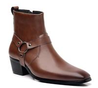KYOESCAI Hombre Botas De Tobillo De Vaquero Punta Cuadrada Botas Cortas Al Tobillo con Cremallera y Remaches