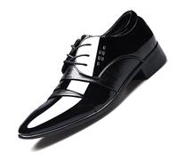 KYOESCAI Zapatos de Vestir Oxfords Zapatos de Cordones Moda Charol Clásicas Formales Derby para Hombre,Negro,49 EU