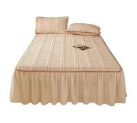 KYOFIS Juego de Colcha Acolchada con sábana Bajera de Felpa, sábanas peludas de Franela con sensación de algodón Lavado, tamaño Queen con Bolsillo Profundo(Yellow,Queen-150x200cm)