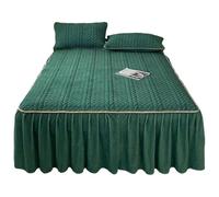 KYOFIS Juego de Colcha Acolchada con sábana Bajera de Felpa, sábanas peludas de Franela con sensación de algodón Lavado, tamaño Queen con Bolsillo Profundo(Green,Queen-150x200cm)