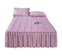 KYOFIS Juego de Colcha Acolchada con sábana Bajera de Felpa, sábanas peludas de Franela con sensación de algodón Lavado, tamaño Queen con Bolsillo Profundo(Pink,Twin-90x200cm)