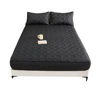 KYOFIS Protector de colchón Impermeable, sábana Bajera Ajustable con Bolsillo Profundo, Funda Acolchada de algodón, Envoltura Completa de TPU, Ajuste Seguro(Black,180 * 220cm)