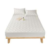 KYOFIS Protector de colchón Impermeable, sábana Bajera Ajustable con Bolsillo Profundo, Funda Acolchada de algodón, Envoltura Completa de TPU, Ajuste Seguro(White,110 * 200cm)