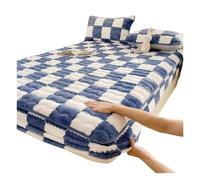 KYOFIS Sábana Bajera Ajustable de Forro Polar de Terciopelo de Felpa, Protector de colchón con Bolsillo Profundo de 360°, Ropa de Cama Lavable Suave Antideslizante(Blue,King-180 * 200cm)