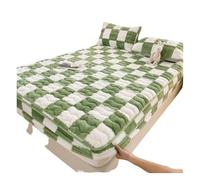 KYOFIS Sábana Bajera Ajustable de Forro Polar de Terciopelo de Felpa, Protector de colchón con Bolsillo Profundo de 360°, Ropa de Cama Lavable Suave Antideslizante(Green,Full-120 * 200cm)
