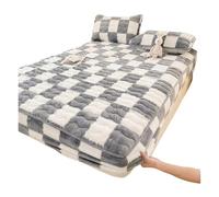 KYOFIS Sábana Bajera Ajustable de Forro Polar de Terciopelo de Felpa, Protector de colchón con Bolsillo Profundo de 360°, Ropa de Cama Lavable Suave Antideslizante(Gray,Twin-90 * 200cm)