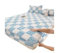 KYOFIS Sábana Bajera Ajustable de Forro Polar de Terciopelo de Felpa, Protector de colchón con Bolsillo Profundo de 360°, Ropa de Cama Lavable Suave Antideslizante(Light Blue,Queen-150 * 200cm)