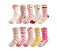 Kyopp 10 pares de calcetines para niños y niñas, divertidos calcetines de algodón, calcetines divertidos para invierno/verano, NUEVO unicornio rosa y conejito-10 par, 25-28
