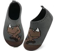 Kyopp - Calcetines para niña, transpirables, antideslizantes, zapatillas de bebé, niño, unisex, para niños, 20 - 33 EU, Rinoceronte Gris Oscuro, 20/21 EU