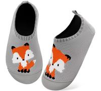 Kyopp Zapatillas de estar por casa para niños y niñas, transpirables, antideslizantes, suaves, para aprender a andar, zapatos para niños pequeños, guardería, unisex, Zorro, 20/21 EU