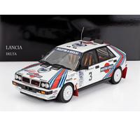 KYOSHO 1/18 LANZA DELTA MARTINI RALLY OLYMPUS 1987 KANKKUNEN MODELO ESTÁTICO