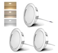 KYOTECH 3000K/4000K/6000K Foco LED Empotrable 230V Downlight Empotrable LED Techo 4W 300LM Panel LED Ojos de Buey Luces Interiores para Muebles Autocaravana Caravana Barco Cocina, Cromado de 3 Piezas