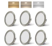 KYOTECH 3000K/4000K/6000K Foco LED Empotrable 230V Downlight Empotrable LED Techo 4W 300LM Panel LED Ojos de Buey Luces Interiores para Muebles Autocaravana Caravana Barco Cocina, Níquel de 6 Piezas