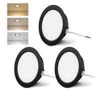 KYOTECH 3000K/4000K/6000K Foco LED Empotrable 230V Downlight Empotrable LED Techo 4W 300LM Panel LED Ojos de Buey Luces Interiores para Muebles Autocaravana Caravana Barco Cocina, Negro de 3 Piezas