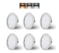 KYOTECH 3000K/4000K/6000K Foco LED Empotrable 230V Downlight Empotrable LED Techo 4W 300LM Panel LED Ojos de Buey Luces Interiores para Muebles Autocaravana Caravana Barco Cocina, Cromado de 6 Piezas