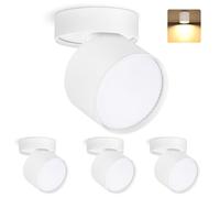 KYOTECH 4 Pcs LED Foco Superficie Blanco Giratorio Ø84x80mm, Bombilla 6W GX53, Plafón Interior Blanco Cálido 3000K 550LM