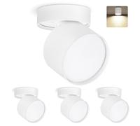 KYOTECH 4 Pcs LED Foco Superficie Blanco Giratorio Ø84x80mm, Bombilla 6W GX53, Plafón Interior Blanco Neutro 4000K 550LM