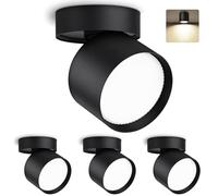 KYOTECH 4 Pcs LED Foco Superficie Negro Giratorio Ø84x80mm, Bombilla 6W GX53, Plafón Interior Blanco Neutro 4000K 550LM