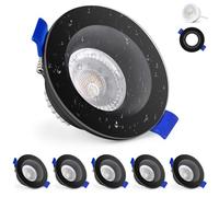 KYOTECH Downlight LED Techo Empotrable 230V 5W IP65, Focos Interior 68-75mm, Extraplano Ojos de Buey Luz Blanco Neutro 4000K, Apto Para Baño, Salón y Cocina, Negro 6 Pack