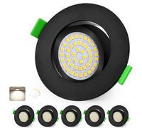 KYOTECH Downlight LED Techo Empotrable Regulable 68-80mm Extraplano Foco Empotrable LED Techo 5W IP44 Ojos de Buey Blanco Neutro 4000K 45° Giratorio Focos Interior para Baños, Negro 6 Pack