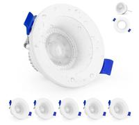 KYOTECH Foco LED empotrable de 230 V 5 W IP65, focos LED empotrables, 68-75 mm, ultraplanos, luz blanca cálida, 3000 K, para baño, cocina, salón, redondo, blanco, juego de 6 unidades