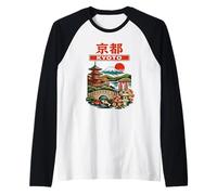 Kyoto Japón Templo Vintage Viajes Gráfico Camiseta Manga Raglan