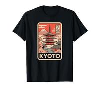 Kyoto Japón Vintage Monte Fuji Templo Retro Kanji Diseño Camiseta